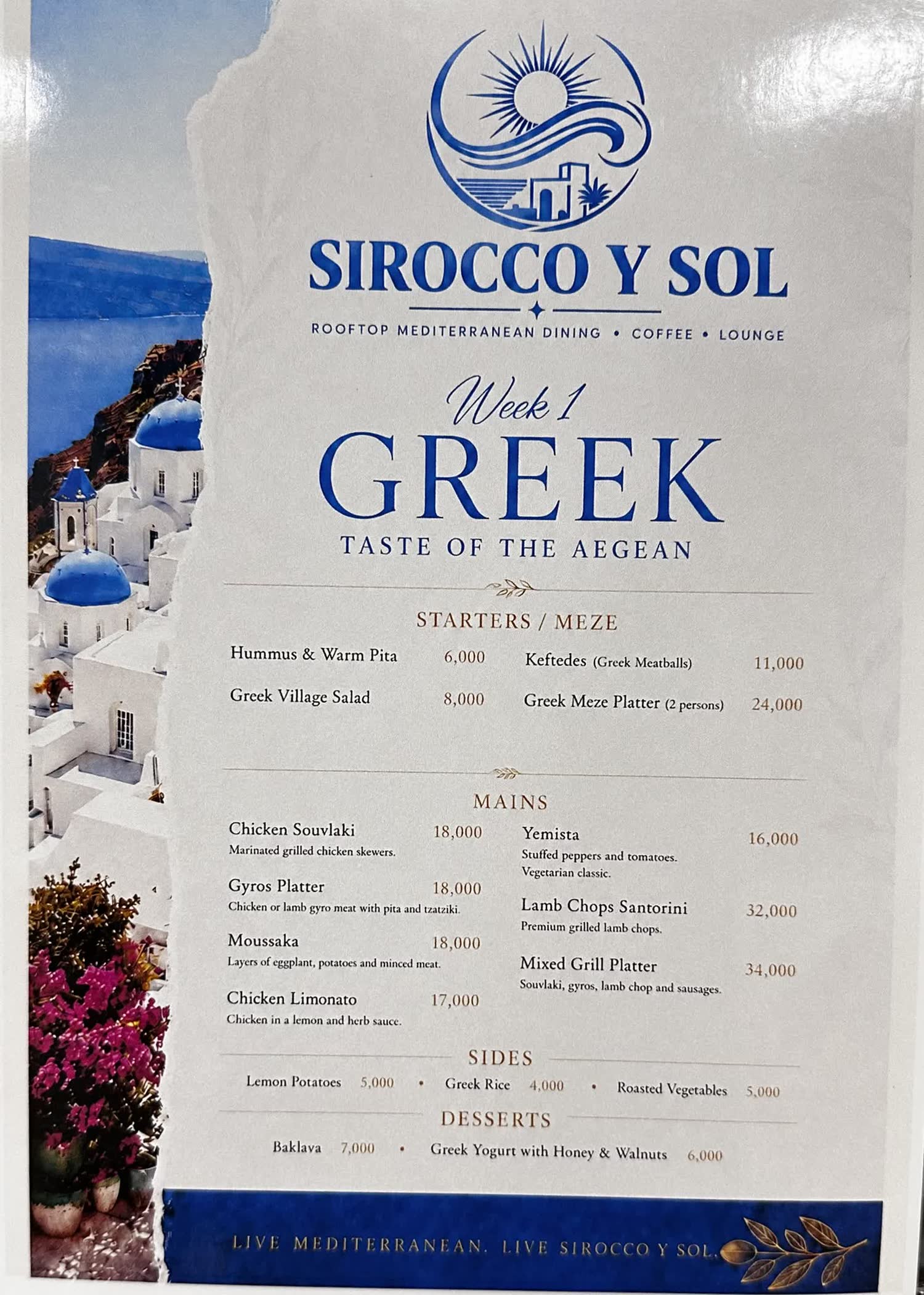 Week 1 — Greek menu — Taste of the Aegean