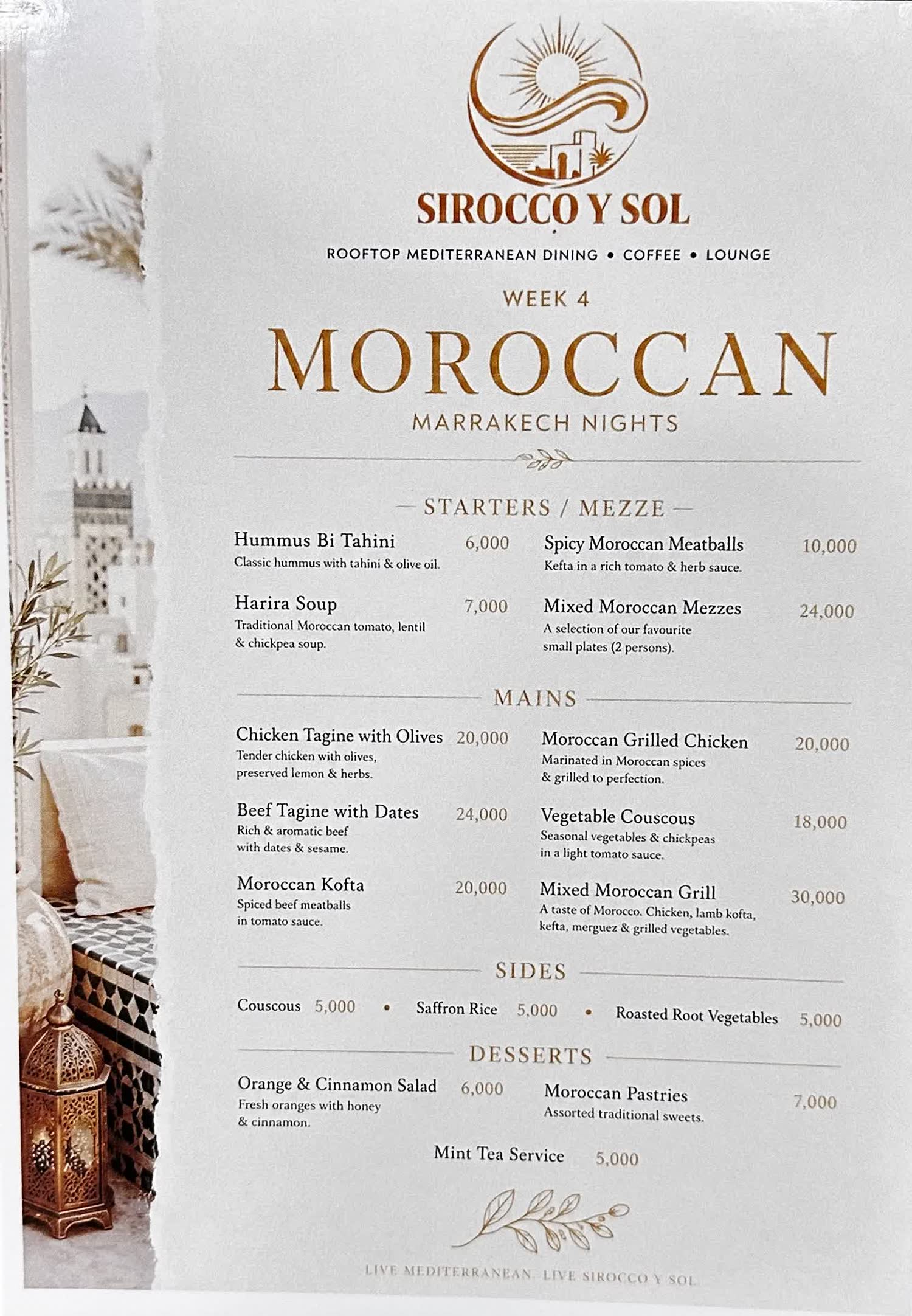 Week 4 — Moroccan menu — Marrakech Nights